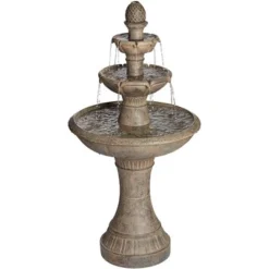 John Timberland Louvre Rustic 3 Tier Cascading Outdoor Floor Water Fountain With LED Light 44" For Yard Garden Patio Home Deck Porch Exterior Balcony -John Timberland Shop GUEST 82516602 9b7c 4822 81a1 b3ddb4b22c65