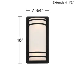 John Timberland Habitat 16" High Modern Outdoor Wall Sconce Light Fixture Mount Porch House Exterior Weatherproof Black Metal Frosted Glass Shade -John Timberland Shop GUEST 82d4ec82 31ef 4572 be46 eef72c7307f8