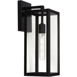 John Timberland Titan Modern Outdoor Wall Light Fixtures Set Of 2 Mystic Black Rectangular Frame 17" Clear Glass For Post Exterior Barn -John Timberland Shop GUEST 837ddb37 32d4 48ab 931a d909d909fcd2
