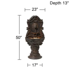 John Timberland Imperial Lion Acanthus Rustic Outdoor Floor Wall Water Fountain With LED Light 50" For Yard Garden Patio Home Deck Porch House Balcony -John Timberland Shop GUEST 83892b73 7153 46a7 aafa eccc9dba0c16