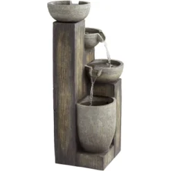 John Timberland Four Tier Rustic Cascading Outdoor Floor Water Fountain With LED Light 40 1/2" For Yard Garden Patio Home Deck Porch House Roof -John Timberland Shop GUEST 8469009f 548b 4857 ab72 eda20f9adfdc