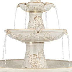 Formentera 45" High Large Italian Outdoor Decor Ceramic Floor Fountain With Light LED 3-Tier Outside Garden Patio Yard Backyard -John Timberland Shop GUEST 84783ce0 0185 4521 88fa 2a3ced34f1b0