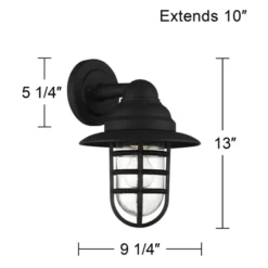 John Timberland Marlowe Rustic Industrial Farmhouse Outdoor Wall Light Fixture Black Hooded Cage 13" Clear Glass For Post Exterior Barn Deck House -John Timberland Shop GUEST 850008e0 4b0d 4823 98bf f5c05c519ce8