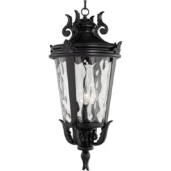 John Timberland Casa Marseille Rustic Outdoor Hanging Light Black Scroll 26 1/4" Clear Water Glass Damp Rated For Post Exterior Barn Deck House Porch -John Timberland Shop GUEST 85156691 a172 4a3f ac09 0e9689957f62