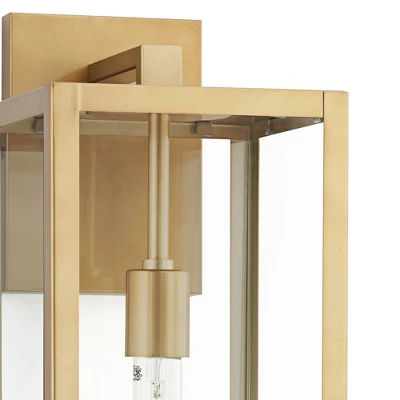 John Timberland Titan Modern Outdoor Wall Light Fixtures Set Of 2 Soft Gold Rectangular Frame 20 1/4" Clear Glass For Post Exterior Barn 1 John Timberland Titan Modern Outdoor Wall Light Fixtures Set Of 2 Soft Gold Rectangular Frame 20 1/4" Clear Glass For Post Exterior Barn