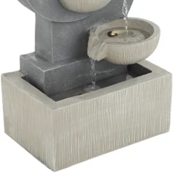 Tarin Four Bowl 23 1/2" High Large Modern Indoor Outdoor Decor Gray Faux Stone Floor Fountain With Light LED Cascading Outside -John Timberland Shop GUEST 85ad5092 4aa5 4766 ae8a 2815ef02c247