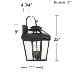 John Timberland Stratton Street Mission Outdoor Wall Light Fixture Textured Black Lantern 22" Clear Glass For Post Exterior Barn Deck House Porch Yard -John Timberland Shop GUEST 85bd372d 6a8d 40f2 b152 900d73c22bd0