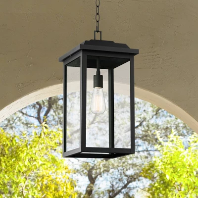 John Timberland Eastcrest Modern Outdoor Hanging Light Textured Black 21 1/2" Clear Glass For Post Exterior Barn Deck House Porch Yard Patio Outside 1 John Timberland Eastcrest Modern Outdoor Hanging Light Textured Black 21 1/2" Clear Glass For Post Exterior Barn Deck House Porch Yard Patio Outside