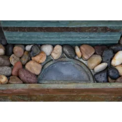 Stave 48" High Large Rustic Indoor Outdoor Decor Copper And Slate Stone Floor Fountain With Light LED Waterfall Outside Garden Patio -John Timberland Shop GUEST 860df050 3afd 45bf bd5c a01ea32bc083