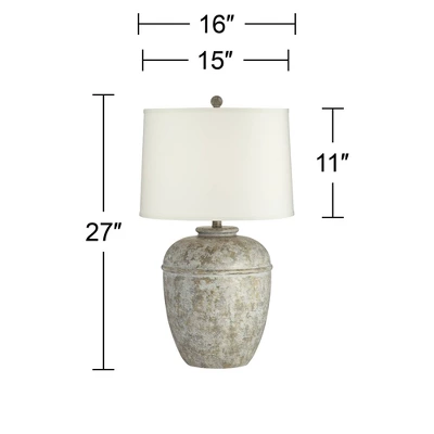 John Timberland Otero Rustic Table Lamp Southwest 27" Tall Faux Mottled Stone Cream Linen Drum Shade For Bedroom Living Room Bedside Nightstand Kids 6 John Timberland Otero Rustic Table Lamp Southwest 27" Tall Faux Mottled Stone Cream Linen Drum Shade For Bedroom Living Room Bedside Nightstand Kids - Image 6