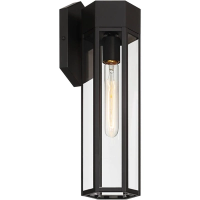 John Timberland Gambit 17" High Modern Outdoor Wall Light Fixture Mount Porch House Exterior Outside Weatherproof Matte Black Clear Glass Shade 4 John Timberland Gambit 17" High Modern Outdoor Wall Light Fixture Mount Porch House Exterior Outside Weatherproof Matte Black Clear Glass Shade - Image 4