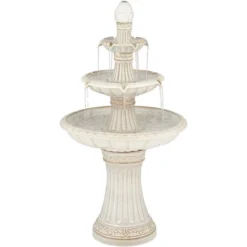 Formentera 45 1/4" High Large Italian Outdoor Decor Off-White Ceramic Floor Fountain With Light LED 3-Tier Outside Garden Patio Yard -John Timberland Shop GUEST 88c68a32 181d 4d03 b271 d3788a1b78e4
