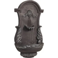 John Timberland Tivoli Grey Ornate Rustic Outdoor 2 Tier Outdoor Wall Water Fountain 33" For Yard Backyard Garden Patio Home Deck Porch House Exterior -John Timberland Shop GUEST 8985bf9f 6cf9 455b 8016 879fd2797490