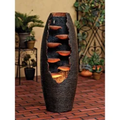 John Timberland Seven Cascade Rustic Outdoor Floor Water Fountain With LED Light 35" For Yard Garden Patio Home Deck Porch House Exterior Balcony -John Timberland Shop GUEST 8ab728a1 80cb 44ac ae1a 19a8cc238786
