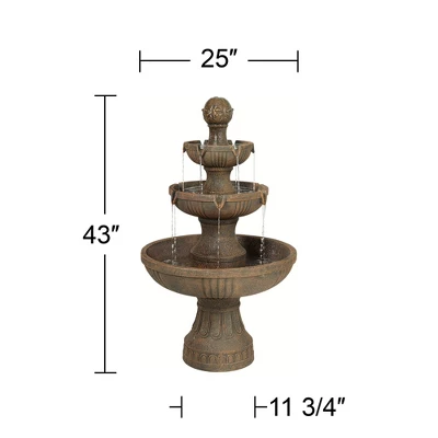 John Timberland Ravenna Rustic 3 Tier Weathered Stone Cascading Outdoor Floor Water Fountain 43" For Yard Garden Patio Home Deck Porch House Exterior 6 John Timberland Ravenna Rustic 3 Tier Weathered Stone Cascading Outdoor Floor Water Fountain 43" For Yard Garden Patio Home Deck Porch House Exterior - Image 6