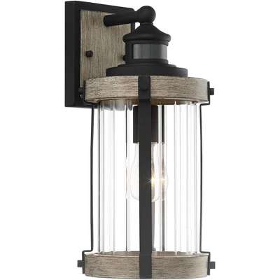 John Timberland Stan Rustic Farmhouse Outdoor Wall Light Fixture Gray Faux Wood Black Motion Sensor 15 1/2" Clear Ribbed Glass For Post Exterior Barn 5 John Timberland Stan Rustic Farmhouse Outdoor Wall Light Fixture Gray Faux Wood Black Motion Sensor 15 1/2" Clear Ribbed Glass For Post Exterior Barn - Image 5