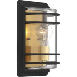 John Timberland Habitat Modern Industrial Outdoor Wall Light Fixture Black Brass 11" Clear Glass For Post Exterior Barn Deck House Porch Yard Patio -John Timberland Shop GUEST 8f563dc5 09f7 480e 8a87 2c4876c515d2