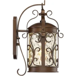 John Timberland Conway Vintage Rustic Outdoor Wall Light Fixture Oil Rubbed Bronze Scroll 17 1/2" Amber Hammered Glass For Post Exterior Barn Deck -John Timberland Shop GUEST 8f8ae29d cb35 4354 9701 6c6a3e333ffd