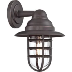 John Timberland Marlowe Industrial Outdoor Wall Light Fixture Galvanized Hooded Cage 13 1/4" Clear Glass For Post Exterior Barn Deck House Porch Yard -John Timberland Shop GUEST 9111f7b7 3a5f 430e ad41 df7fe1688606