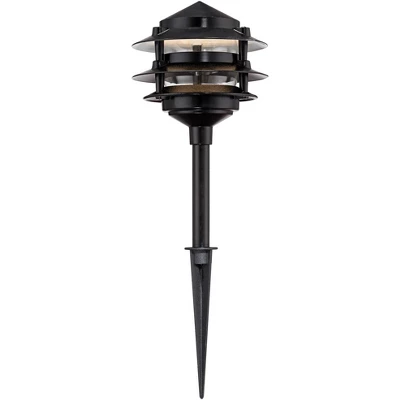 John Timberland Three-Tier Pagoda 11" High Black LED Path Lights Set Of 2 2 John Timberland Three-Tier Pagoda 11" High Black LED Path Lights Set Of 2 - Image 2