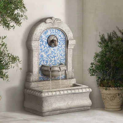 Manhasset 30 1/4" High Large Italian Outdoor Decor Blue Faux Stone Floor Fountain Waterfall Outside Garden Patio Yard Backyard 1 Manhasset 30 1/4" High Large Italian Outdoor Decor Blue Faux Stone Floor Fountain Waterfall Outside Garden Patio Yard Backyard