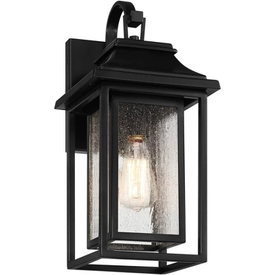 John Timberland Cecile 18 1/4" High Mission Framed Box Outdoor Wall Light Fixture Mount Porch House Waterproof Shiny Black Aluminum Seeded Glass Shade 4 John Timberland Cecile 18 1/4" High Mission Framed Box Outdoor Wall Light Fixture Mount Porch House Waterproof Shiny Black Aluminum Seeded Glass Shade - Image 4