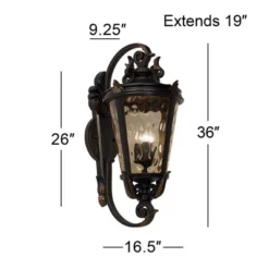 John Timberland Casa Marseille Rustic Outdoor Wall Light Fixture Veranda Bronze Ornate Scroll 36" Champagne Hammered Glass For Post Exterior Barn Deck -John Timberland Shop GUEST 929c77fc 1e7b 4f19 946e ed1088e45c26