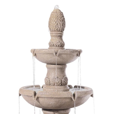 Domanico 57" High Large Italian Indoor Outdoor Decor Sand Stone Floor Fountain Waterfall 3-Tier Outside Garden Patio Yard Backyard 6 Domanico 57" High Large Italian Indoor Outdoor Decor Sand Stone Floor Fountain Waterfall 3-Tier Outside Garden Patio Yard Backyard - Image 6