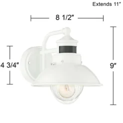John Timberland Oberlin Rustic Industrial Farmhouse Outdoor Barn Light Fixture White Dusk To Dawn Motion Sensor 9" Clear Seedy Glass For Exterior Deck -John Timberland Shop GUEST 95049c71 473e 4c15 b297 f025815bc87d