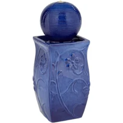 Periwinkle 29 1/4" High Large Zen Outdoor Decor Blue Ceramic Floor Fountain With Light LED Standing Outside Garden Patio Yard -John Timberland Shop GUEST 957718ac 508c 4039 a721 d753ac3051d5