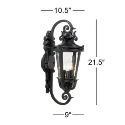 John Timberland Casa Marseille Vintage Rustic Outdoor Wall Light Fixture Black Scroll Arm 21 1/2" Clear Hammered Glass For Post Exterior Barn Deck -John Timberland Shop GUEST 965ca3aa db2d 4519 9a01 916317efb467