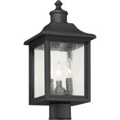 John Timberland Moray Bay 17" High Mission Outdoor Post Light Fixture Pole Porch House With Pier Mount Adapter 3-Light Black Metal Seeded Glass Shade -John Timberland Shop GUEST 96c7e623 b570 4f53 8878 f1a53e14e948