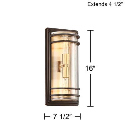 John Timberland Habitat Modern Outdoor Wall Light Fixture Bronze Warm Brass 16" Clear Glass For Post Exterior Barn Deck House Porch Yard Patio Home 8 John Timberland Habitat Modern Outdoor Wall Light Fixture Bronze Warm Brass 16" Clear Glass For Post Exterior Barn Deck House Porch Yard Patio Home - Image 8