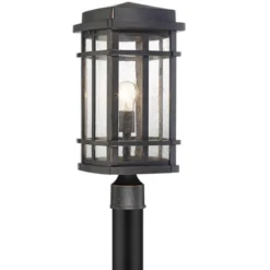 John Timberland Mission Outdoor Post Light Fixture Oil Rubbed Bronze 19 1/4" Clear Seedy Glass For Exterior Garden Yard Walkway -John Timberland Shop GUEST 97a655a5 f581 4c81 b0e2 590d2b1c5bab