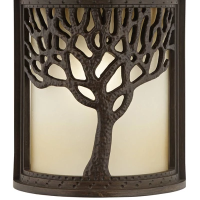 John Timberland Mission Outdoor Wall Light Fixture Bronze Tree Motif 12 1/4" Amber Glass Lantern For Exterior House Porch Patio 3 John Timberland Mission Outdoor Wall Light Fixture Bronze Tree Motif 12 1/4" Amber Glass Lantern For Exterior House Porch Patio - Image 3