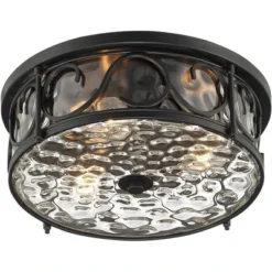 John Timberland Paseo Rustic Industrial Flush Mount Outdoor Ceiling Light Matte Black 6 1/4" Clear Hammered Glass Damp Rated For Post Exterior Barn -John Timberland Shop GUEST 986b5b7c 106f 426d 831a 5d3c1eee115e