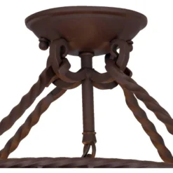 John Timberland Natural Mica Rustic Ceiling Light Semi Flush Mount Fixture 15" Wide Deep Walnut Scroll 3-Light Drum Shade For Bedroom Living Room Home -John Timberland Shop GUEST 99cb8175 5130 45a8 afdf 653b162ab572