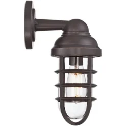 John Timberland Marlowe Industrial Outdoor Wall Light Fixture Galvanized Metal Cage 13 1/4" Clear Glass For Post Exterior Barn Deck House Porch Yard -John Timberland Shop GUEST 9a218b2f eeb9 40f0 8e3e fb29df0d4c06