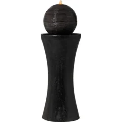 John Timberland Dark Sphere Modern Zen Bubbler Pillar Outdoor Floor Water Fountain With LED Light 30" For Yard Garden Patio Home Deck Porch Exterior -John Timberland Shop GUEST 9a711b38 5f6b 43ca 95fc c4fb52838f37