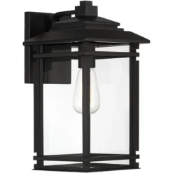 John Timberland North House Mission Outdoor Wall Light Fixture Matte Black Metal 16" Clear Glass For Post Exterior Barn Deck House Porch Yard Patio -John Timberland Shop GUEST 9a71ee9b f407 4765 b84c b2754c1ddf3c