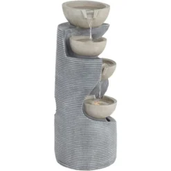 Tarin Four Bowl 31 1/2" High Large Modern Indoor Outdoor Decor Faux Stone Floor Fountain With Light LED Cascading Outside Garden -John Timberland Shop GUEST 9b883fd2 530a 4741 a39e 2b3e003be4f3