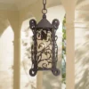 John Timberland Casa Seville Vintage Rustic Outdoor Hanging Light Dark Walnut Scroll 15" Champagne Water Glass For Post Exterior Barn Deck House Porch