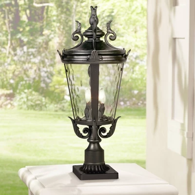 John Timberland Casa Marseille Vintage Outdoor Post Light Textured Black With Pier Mount 29" Clear Hammered Glass For Exterior Barn Deck House Porch 1 John Timberland Casa Marseille Vintage Outdoor Post Light Textured Black With Pier Mount 29" Clear Hammered Glass For Exterior Barn Deck House Porch