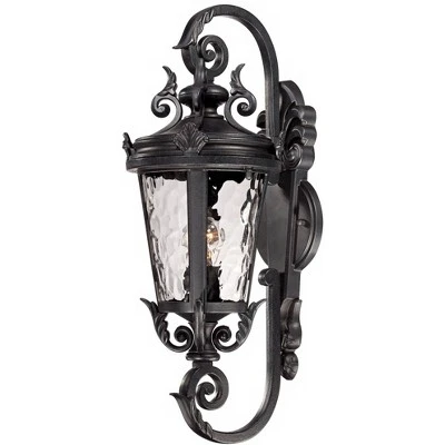 John Timberland Casa Marseille Vintage Rustic Outdoor Wall Light Fixture Black Scroll 19" Clear Hammered Glass For Post Exterior Barn Deck House Porch 4 John Timberland Casa Marseille Vintage Rustic Outdoor Wall Light Fixture Black Scroll 19" Clear Hammered Glass For Post Exterior Barn Deck House Porch - Image 4