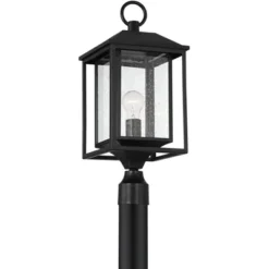 John Timberland Califa Modern Outdoor Post Light Black Metal Cage 21 3/4" Clear Seedy Glass For Exterior Barn Deck House Porch Yard Patio Home Outside -John Timberland Shop GUEST 9d34202c a23e 429e 9452 dc799bd1b36a