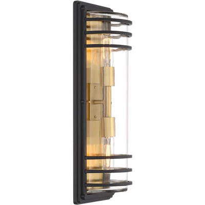 John Timberland Habitat Modern Outdoor Wall Light Fixture Black Brass Metal 21" Clear Glass For Post Exterior Barn Deck House Porch Yard Posts Patio 5 John Timberland Habitat Modern Outdoor Wall Light Fixture Black Brass Metal 21" Clear Glass For Post Exterior Barn Deck House Porch Yard Posts Patio - Image 5