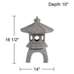 John Timberland Pagoda Statue Sculpture Garden Decor Indoor Outdoor Front Porch Patio Yard Outside Home Balcony Old Faux Stone Finish 16 1/2" Tall -John Timberland Shop GUEST 9ec803a3 e9e6 4196 926f db9f31e660fd