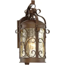 John Timberland Conway Vintage Rustic Outdoor Wall Light Fixture Oil Rubbed Bronze Scroll 17 1/2" Amber Hammered Glass For Post Exterior Barn Deck -John Timberland Shop GUEST 9fdfed77 3600 4233 95a6 55dd5dca471c