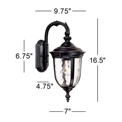John Timberland Bellagio Vintage Outdoor Wall Light Fixtures Set Of 2 Texturized Black Downbridge 16 1/2" Clear Hammered Glass For Post Exterior Barn 5 John Timberland Bellagio Vintage Outdoor Wall Light Fixtures Set Of 2 Texturized Black Downbridge 16 1/2" Clear Hammered Glass For Post Exterior Barn - Image 5
