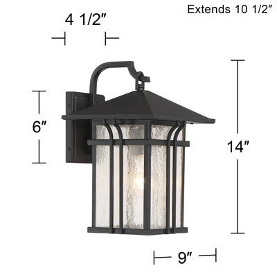 John Timberland Syon Mission Outdoor Wall Light Fixtures Set Of 2 Painted Bronze Lantern 14" Clear Seeded Glass For Post Exterior Barn 3 John Timberland Syon Mission Outdoor Wall Light Fixtures Set Of 2 Painted Bronze Lantern 14" Clear Seeded Glass For Post Exterior Barn - Image 3